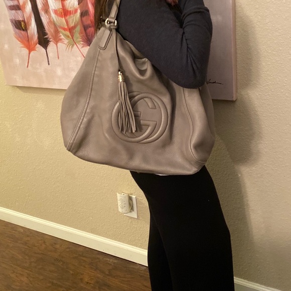 Authentic Gucci Soho Large Bag in rare light gray - Picture 5 of 5